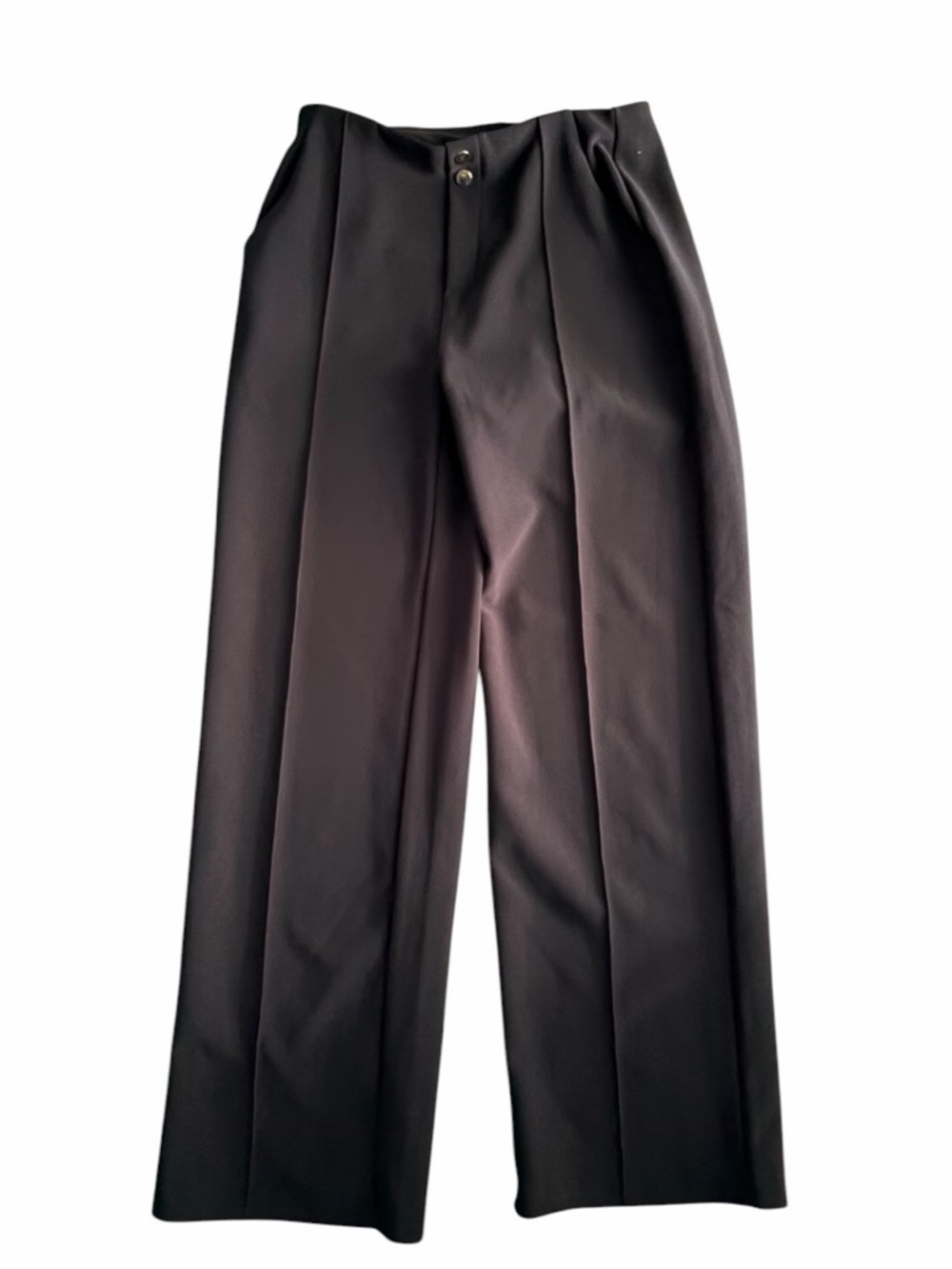 INDERO High-Rise Wide-Leg Pleated Trousers in Black Size L/XL elastic Waist.